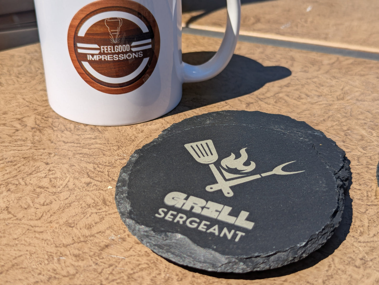 Grill Sergeant – Engraved Slate Coaster Set (4-Pack) for BBQ Lovers