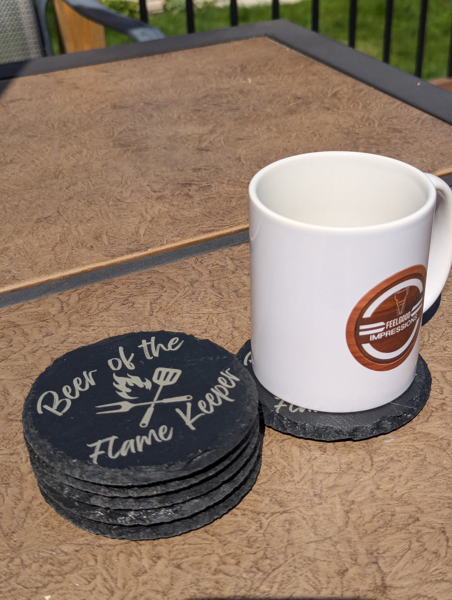 Slate Coasters Engraved | Beer of the Flame Keeper