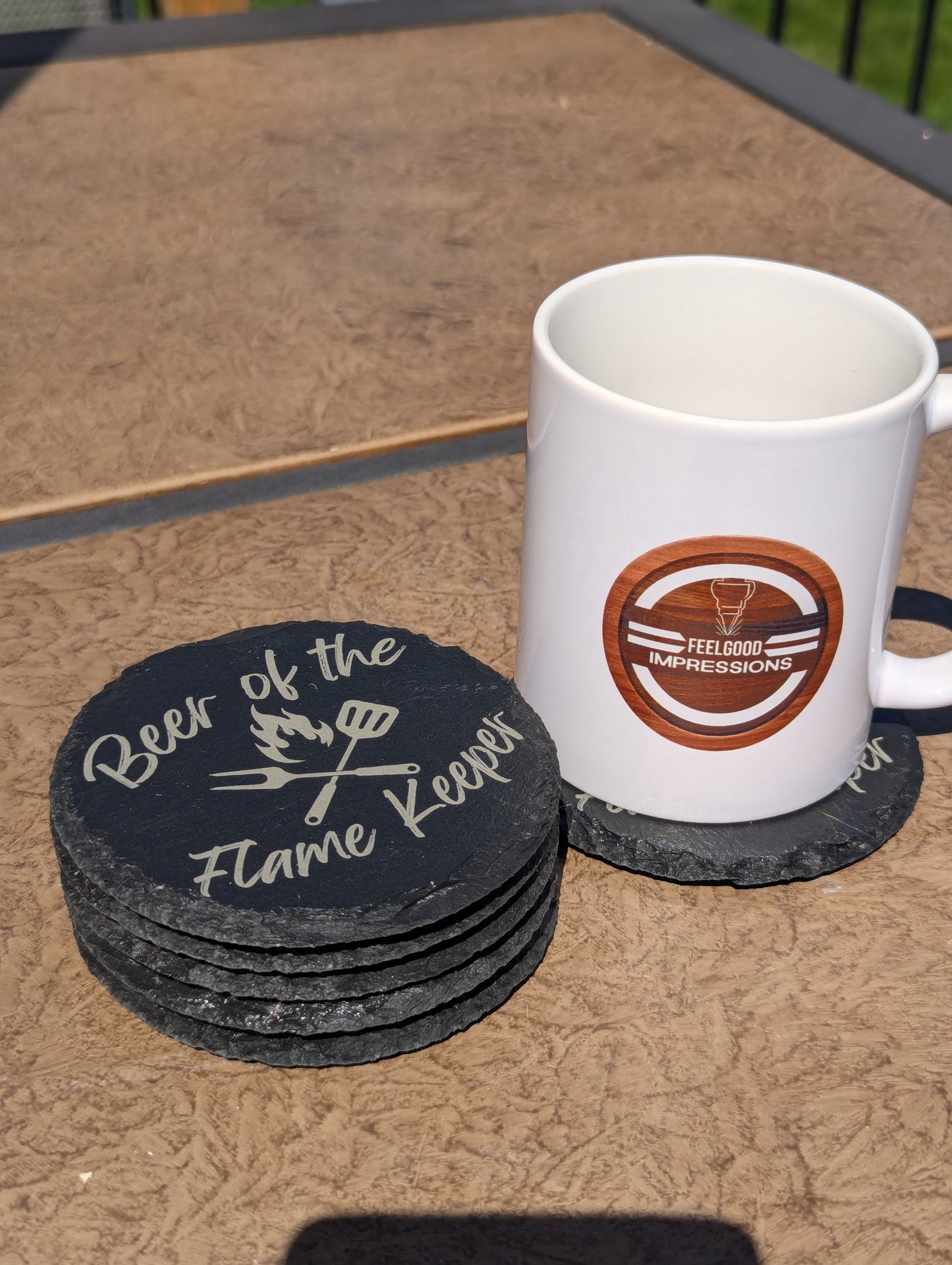 Slate Coasters Engraved | Beer of the Flame Keeper