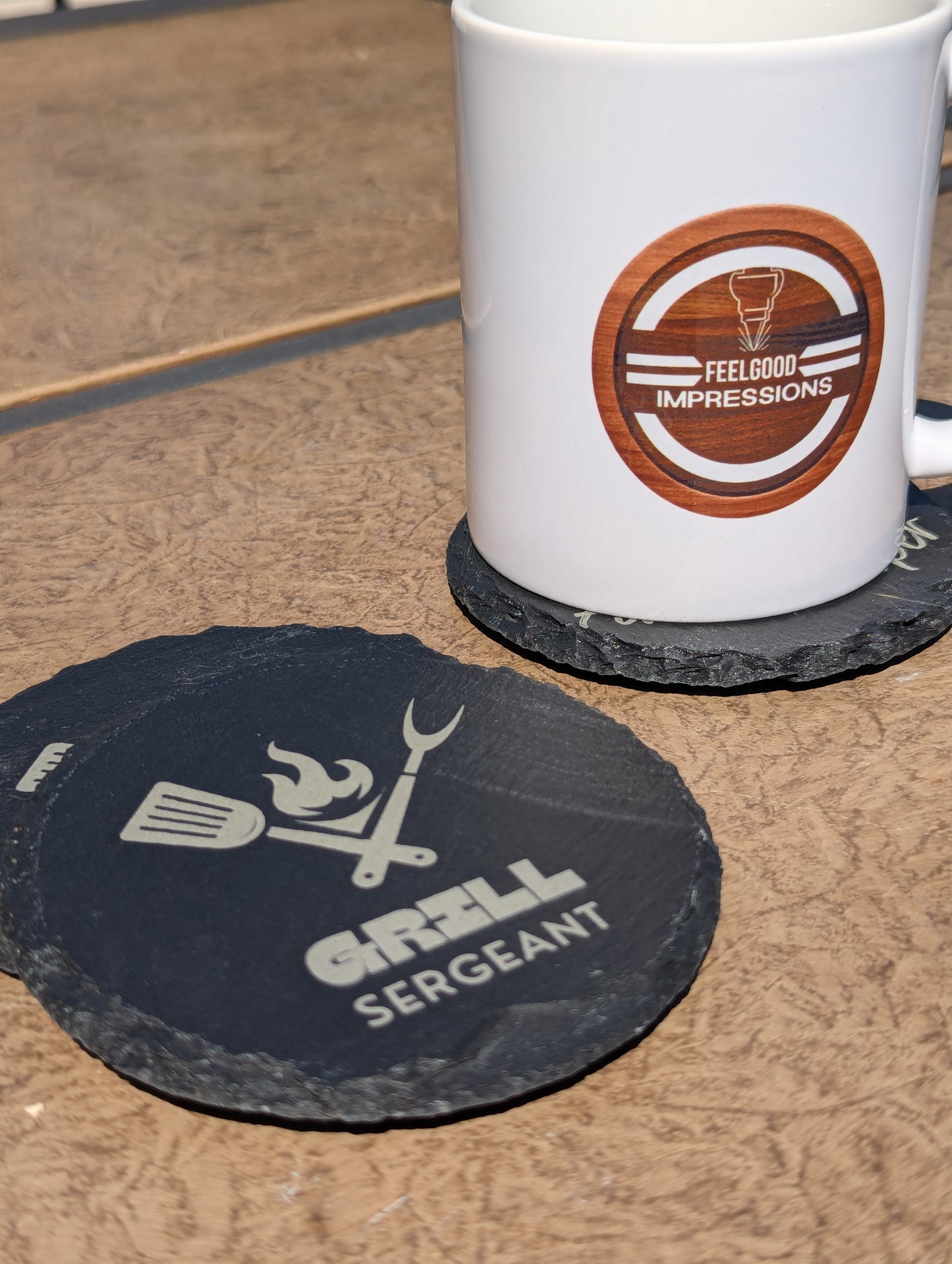 Slate Coasters Engraved | Grill Sergeant | Set of 4