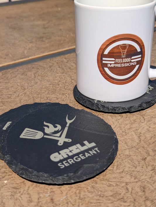 Slate Coasters Engraved | Grill Sergeant | Set of 4