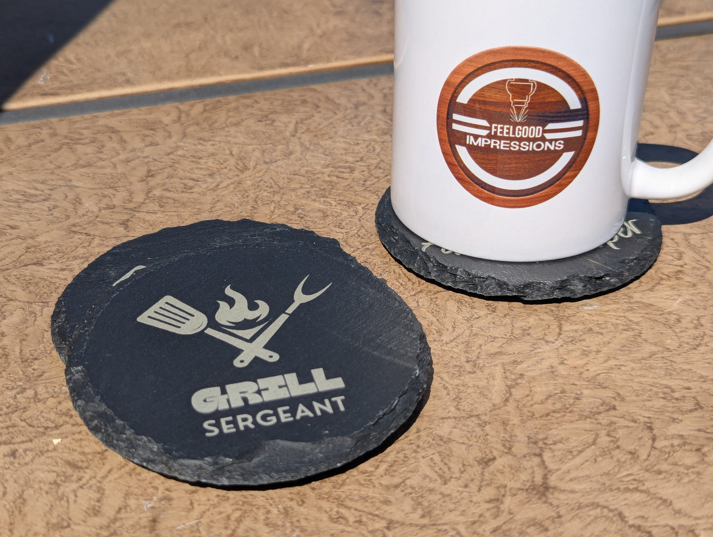 Slate Coasters Engraved | Grill Sergeant | Set of 4