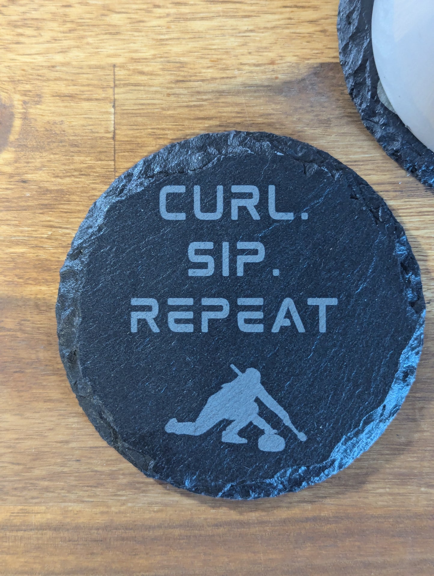 Curl Sip Repeat | Slate Coaster Set | Funny Curler Gift for Men & Women