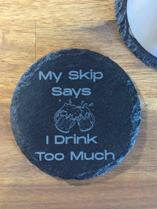 “My Skip Says” Curling Slate Coaster Set – 4-Pack