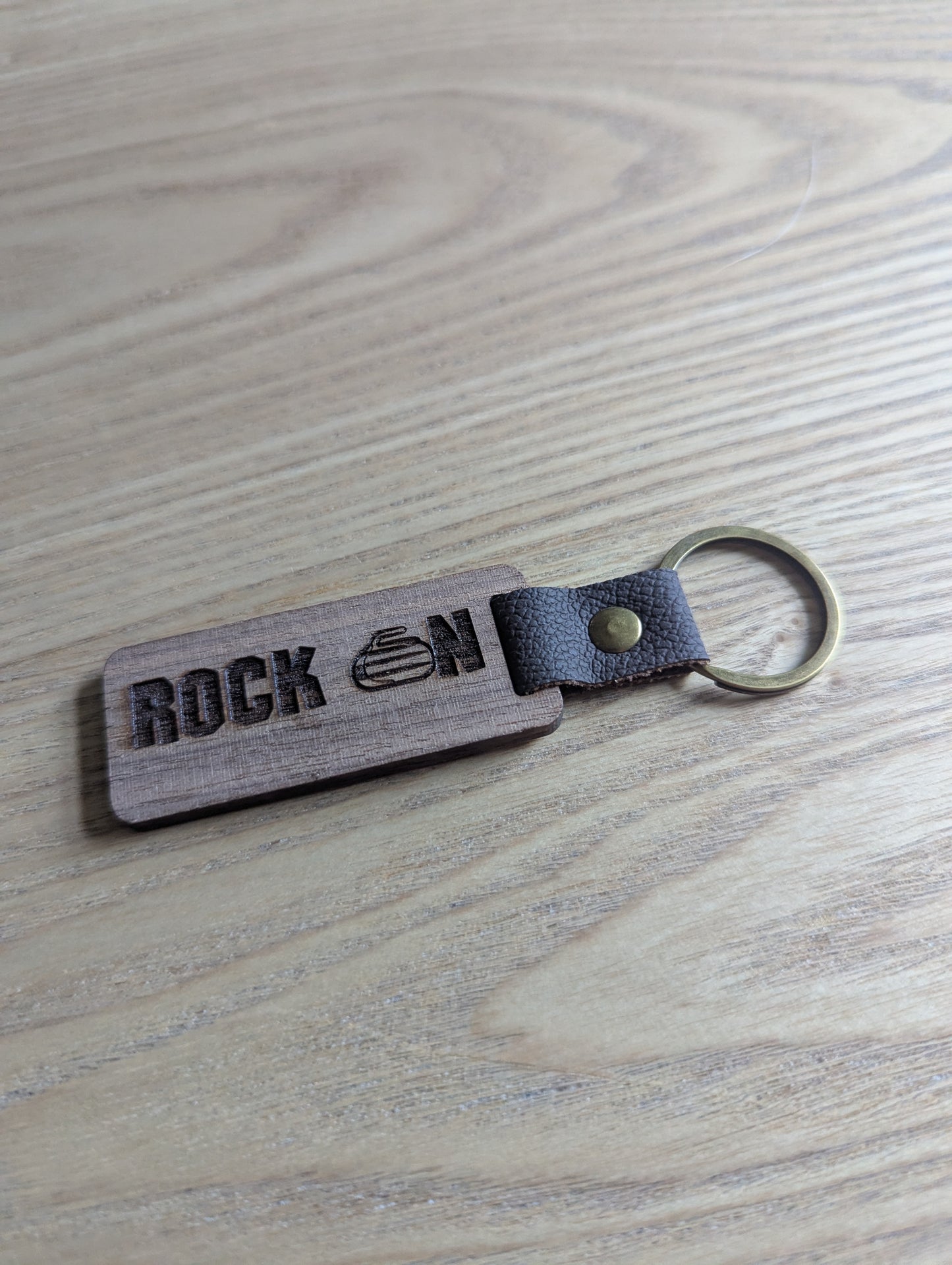 Rock On Wooden Keychain