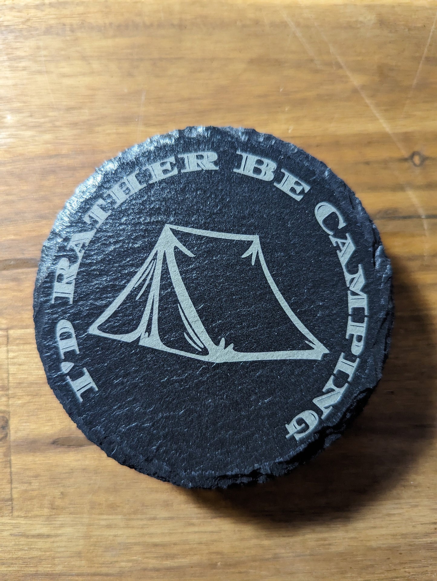 Tent Camping Slate Coasters – Set of 4 | Engraved Camping Scene Coasters